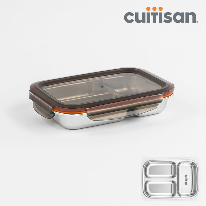 Cuitisan Partition Stainless Microwave-safe Lunch Box - Rectangle No. 3-1 (560ml)