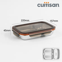 Load image into Gallery viewer, Cuitisan Partition Stainless Microwave-safe Lunch Box - Rectangle No. 3-1 (560ml)
