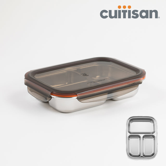 Cuitisan Partition Stainless Microwave-safe Lunch Box - Rectangle No. 4-1 (900ml)