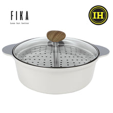 Load image into Gallery viewer, Neoflam FIKA Divided Hot Pot Casserole with steamer 30cm (IH) Ivory
