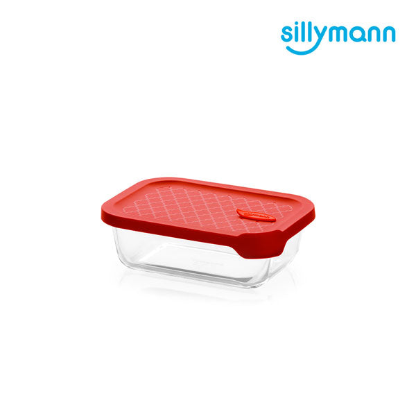 Sillymann Oven Glass Container Rectangle 630ml (Red)