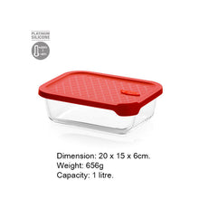 Load image into Gallery viewer, Sillymann Oven Glass Container Rectangle 1000ml (Red)

