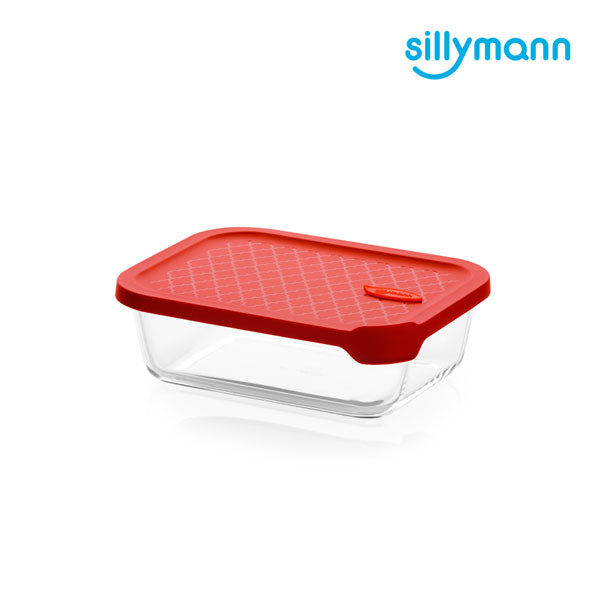 Sillymann Oven Glass Container Rectangle 1000ml (Red)